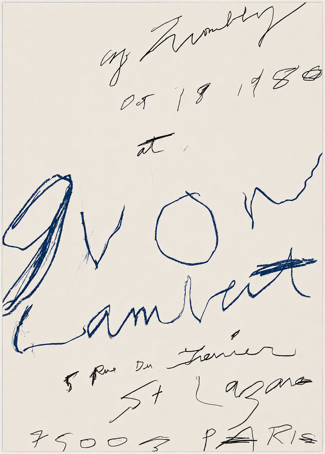 Cy Twombly, Exhibition Poster, 1980